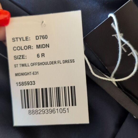 NWT Alfred Sung Off-The-shoulder Cuff Trumpet Gown Slit Midnight Navy Blue 6 - Picture 8 of 13